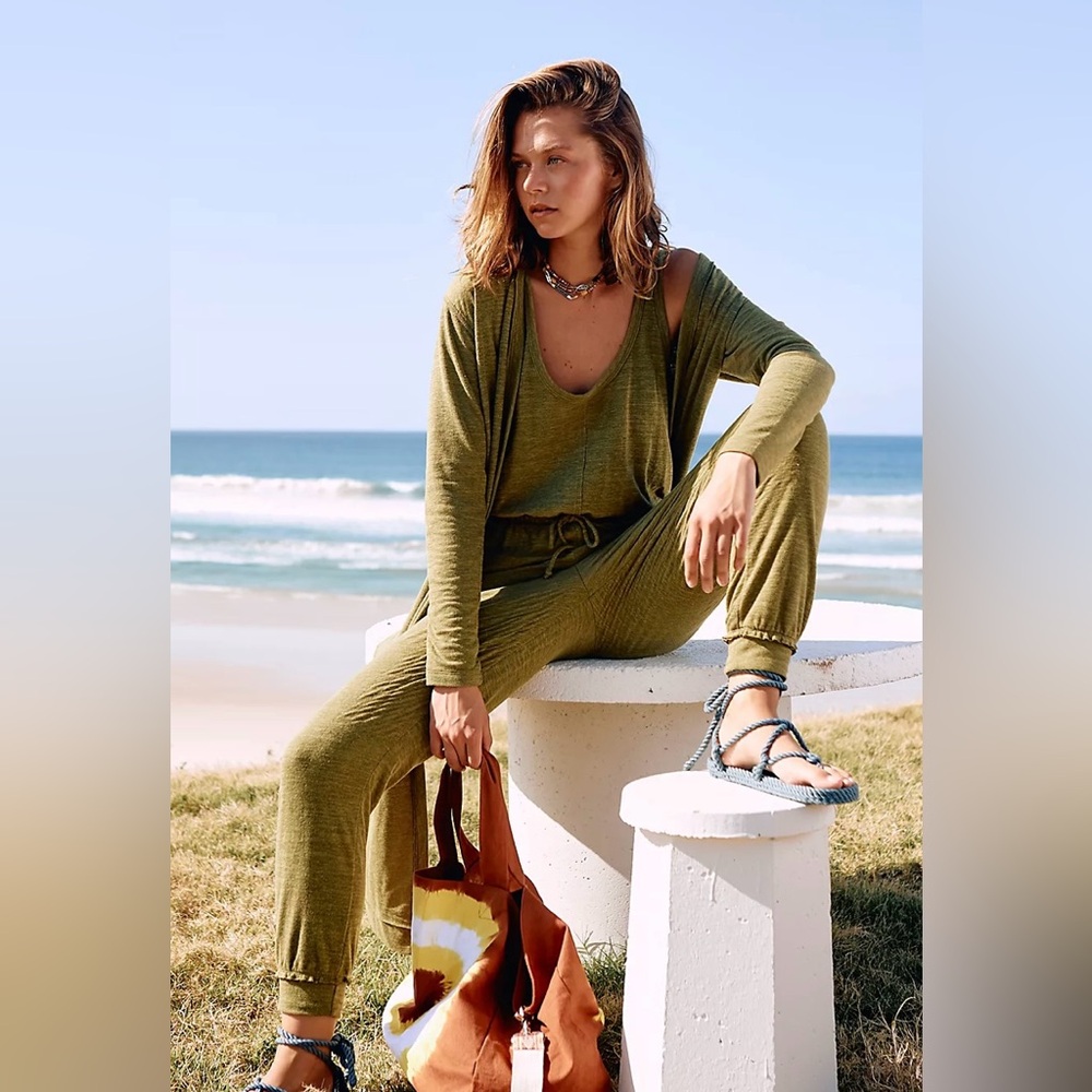 Free People Bicoastal Set in Quiet Moss